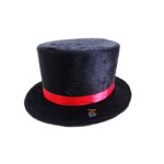 Cartola de Veludo Preta e Fita Vermelha