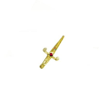 Punhal Dourado com Pedra Vermelha 5cm