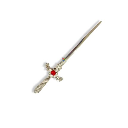 Punhal Prateado com Pedra Vermelha 17cm