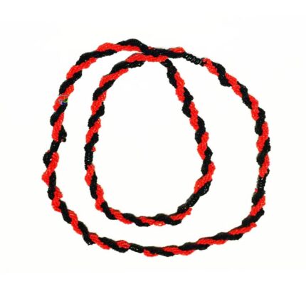 Brajá de Miçanguinha Trançado - Vermelho/Preto Porcelana