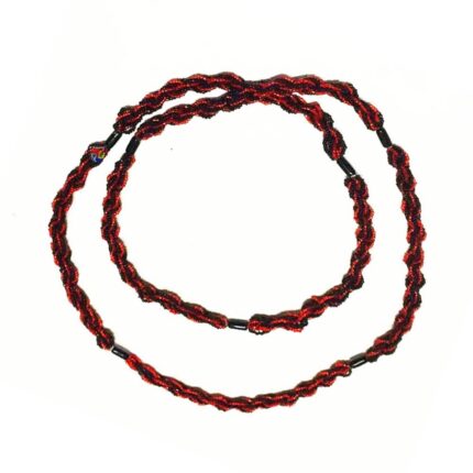 Brajá de Miçanguinha Trançado - Vermelho/Preto Cristal