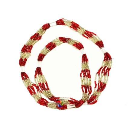 Brajá de Miçangão Cristal (7 Fios) Vermelho/Branco