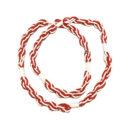 Brajá de Miçangão Trançado - Vermelho/Branco Porcelana