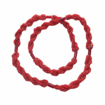 Brajá de Miçangão Trançado - Vermelho Cristal