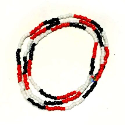 Guia Miçangão de Porcelana Tricolor Preta/Vermelho/Branco