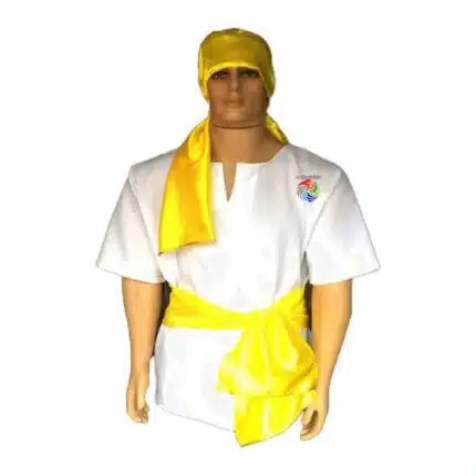 Conjunto Cigano de Lenço e Faixa Amarelo c/ Dourado